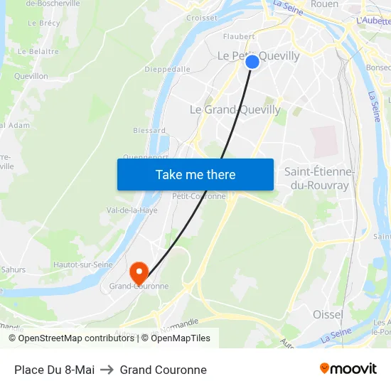 Place Du 8-Mai to Grand Couronne map