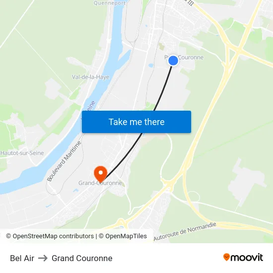 Bel Air to Grand Couronne map