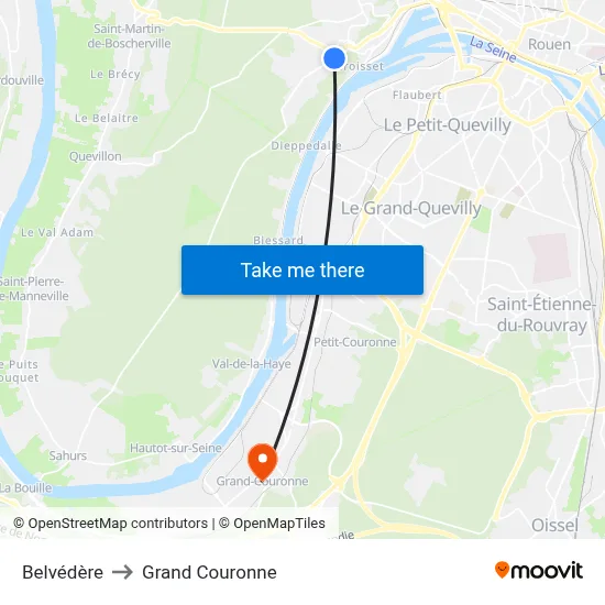 Belvédère to Grand Couronne map