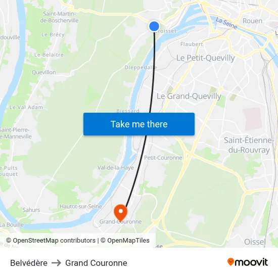 Belvédère to Grand Couronne map