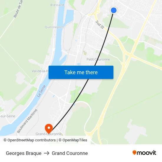 Georges Braque to Grand Couronne map