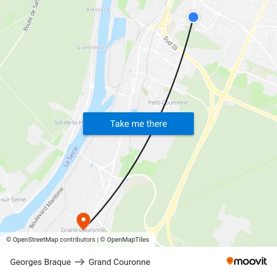 Georges Braque to Grand Couronne map