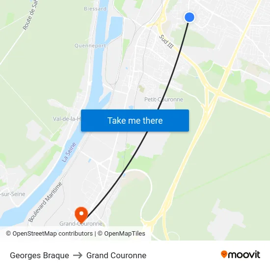 Georges Braque to Grand Couronne map