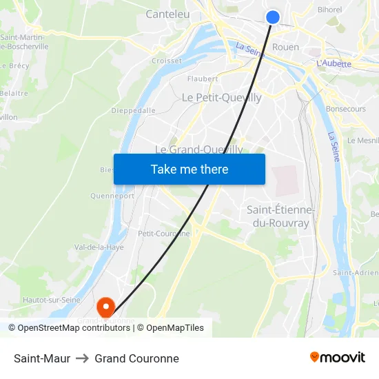 Saint-Maur to Grand Couronne map