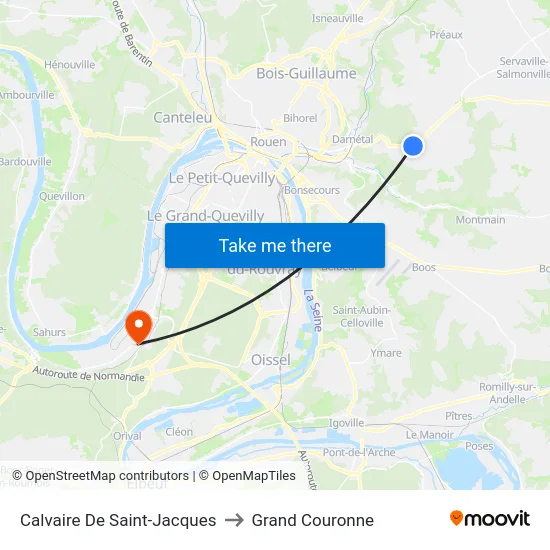 Calvaire De Saint-Jacques to Grand Couronne map