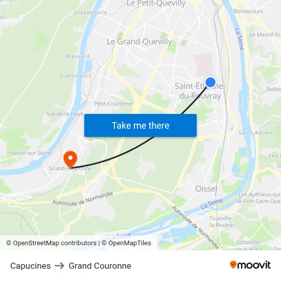 Capucines to Grand Couronne map