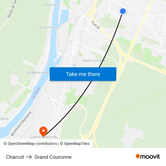 Charcot to Grand Couronne map