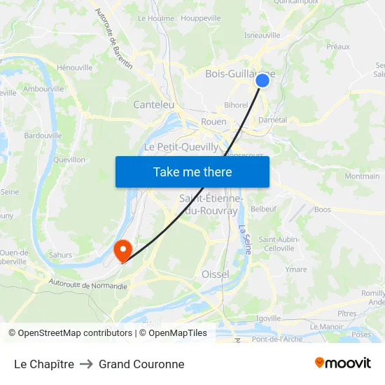 Le Chapître to Grand Couronne map