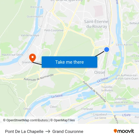 Pont De La Chapelle to Grand Couronne map