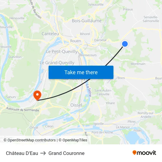 Château D'Eau to Grand Couronne map