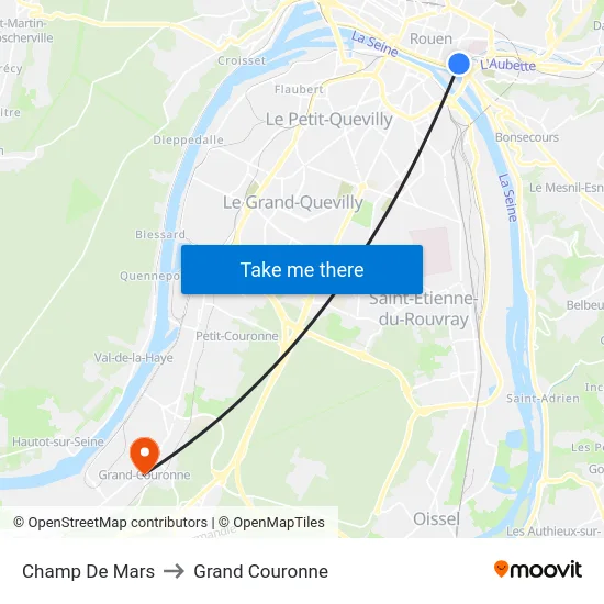Champ De Mars to Grand Couronne map