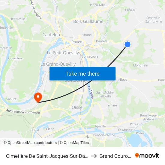 Cimetière De Saint-Jacques-Sur-Darnétal to Grand Couronne map