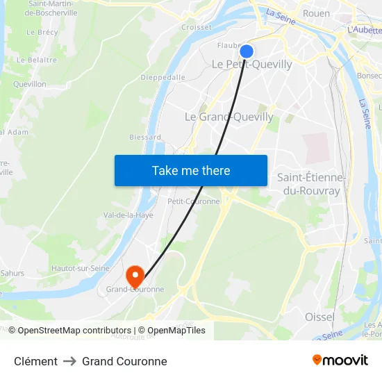Clément to Grand Couronne map