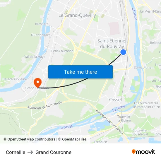 Corneille to Grand Couronne map