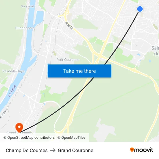 Champ De Courses to Grand Couronne map