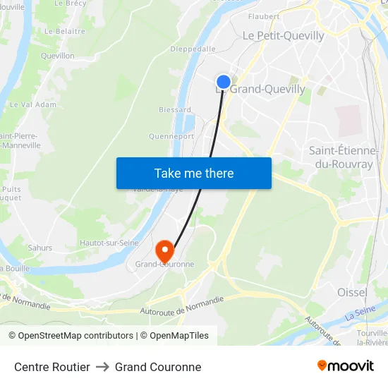 Centre Routier to Grand Couronne map