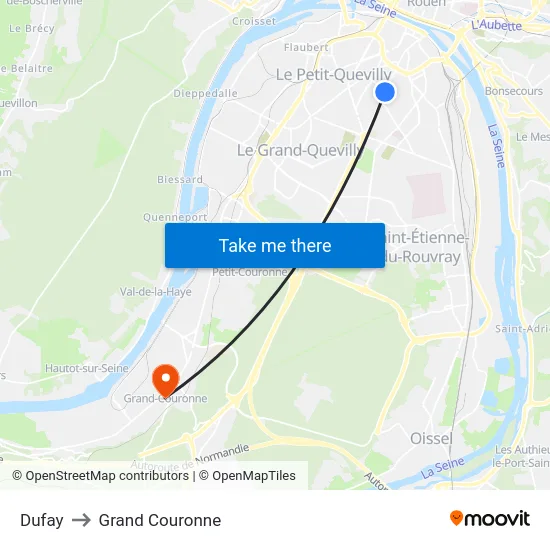 Dufay to Grand Couronne map