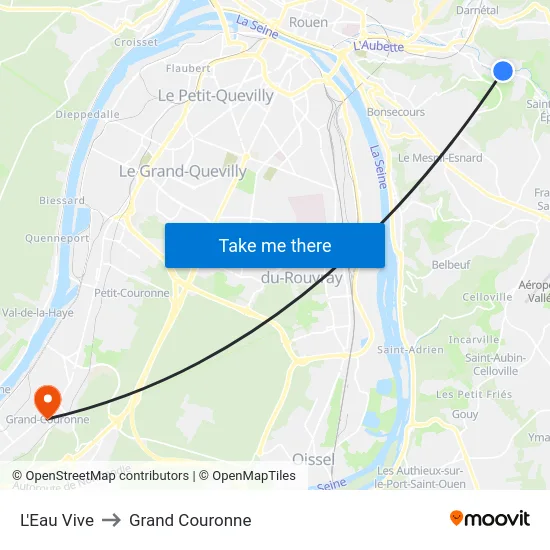 L'Eau Vive to Grand Couronne map