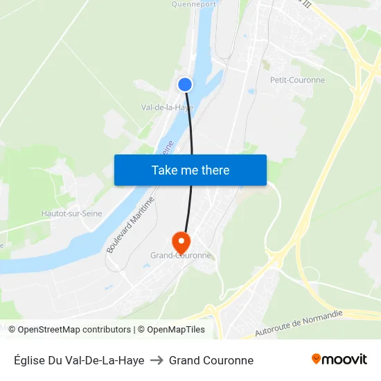 Église Du Val-De-La-Haye to Grand Couronne map