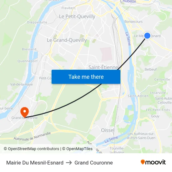 Mairie Du Mesnil-Esnard to Grand Couronne map