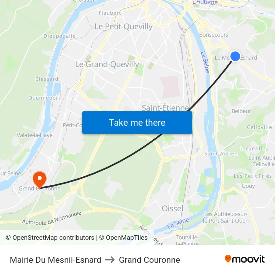 Mairie Du Mesnil-Esnard to Grand Couronne map