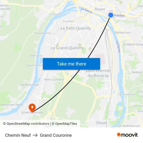 Chemin Neuf to Grand Couronne map
