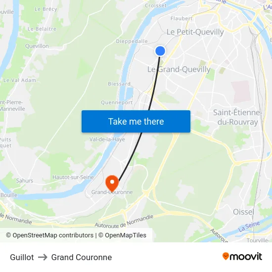 Guillot to Grand Couronne map