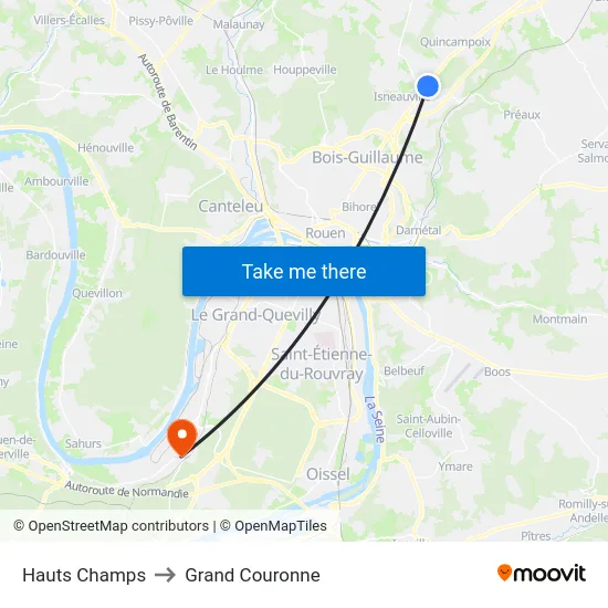 Hauts Champs to Grand Couronne map