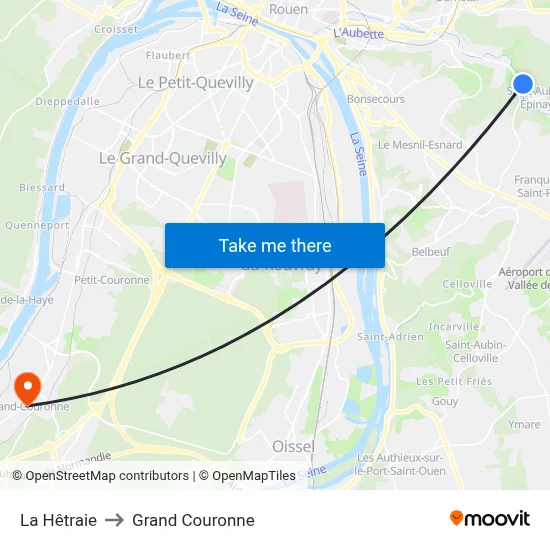La Hêtraie to Grand Couronne map
