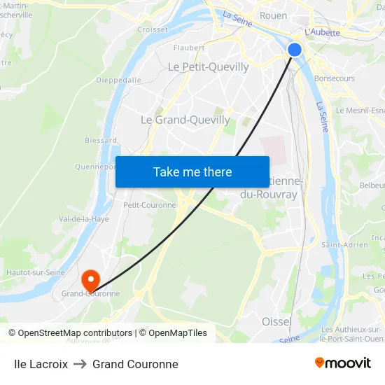Ile Lacroix to Grand Couronne map