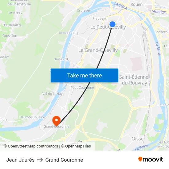 Jean Jaurès to Grand Couronne map