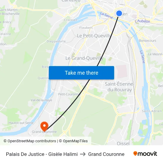 Palais De Justice - Gisèle Halimi to Grand Couronne map
