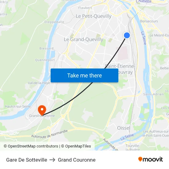 Gare De Sotteville to Grand Couronne map
