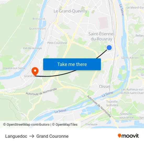 Languedoc to Grand Couronne map