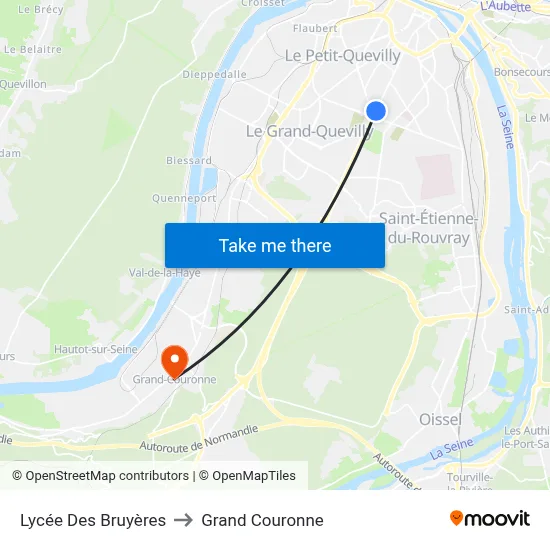 Lycée Des Bruyères to Grand Couronne map