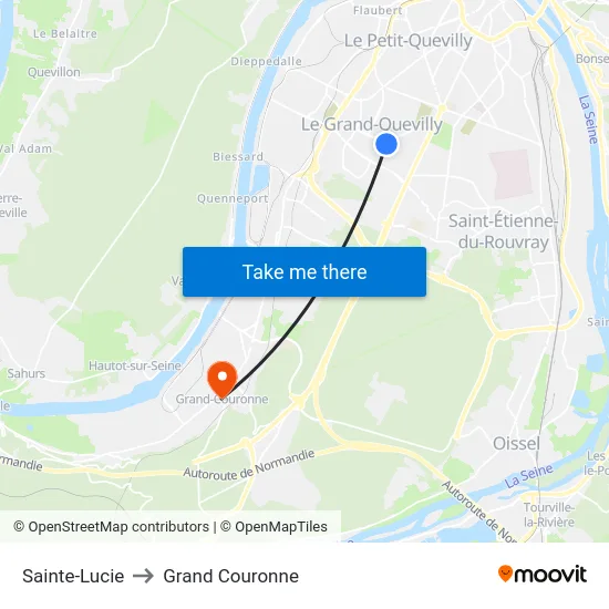 Sainte-Lucie to Grand Couronne map