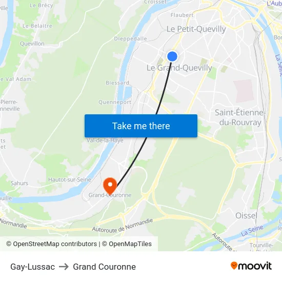 Gay-Lussac to Grand Couronne map