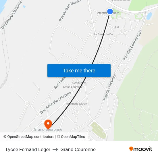 Lycée Fernand Léger to Grand Couronne map