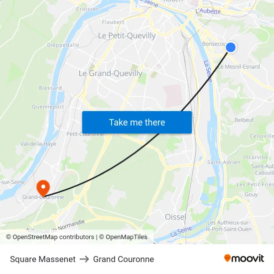 Square Massenet to Grand Couronne map