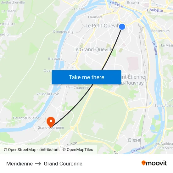 Méridienne to Grand Couronne map