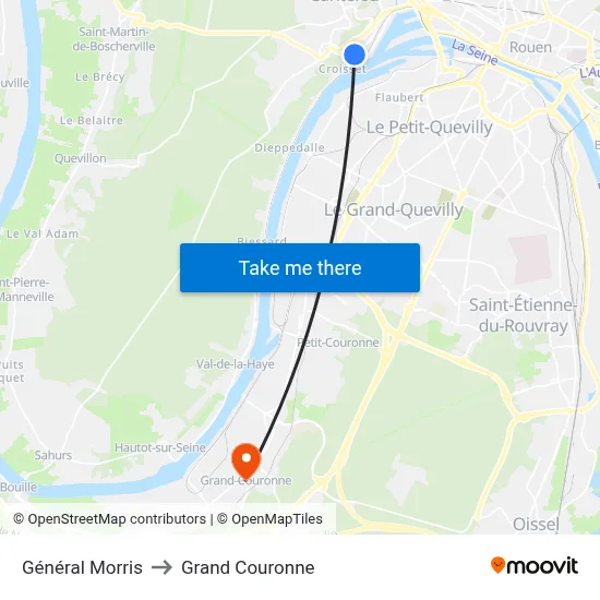 Général Morris to Grand Couronne map