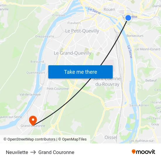 Neuvilette to Grand Couronne map
