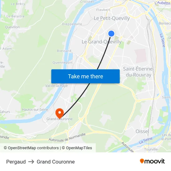 Pergaud to Grand Couronne map