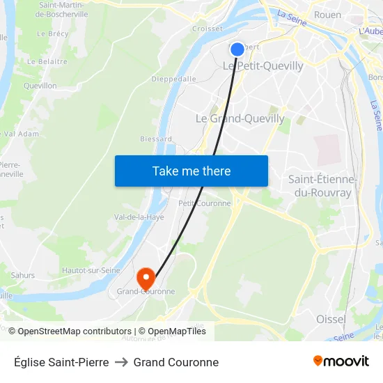 Église Saint-Pierre to Grand Couronne map