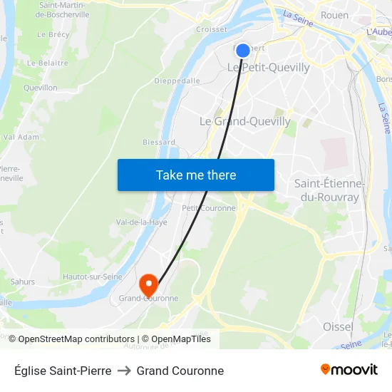 Église Saint-Pierre to Grand Couronne map