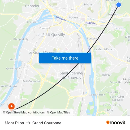 Mont Pilon to Grand Couronne map
