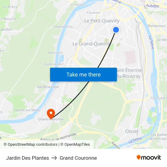 Jardin Des Plantes to Grand Couronne map