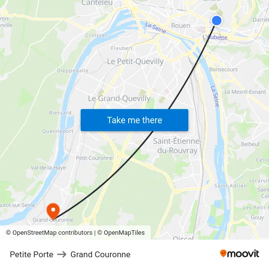 Petite Porte to Grand Couronne map