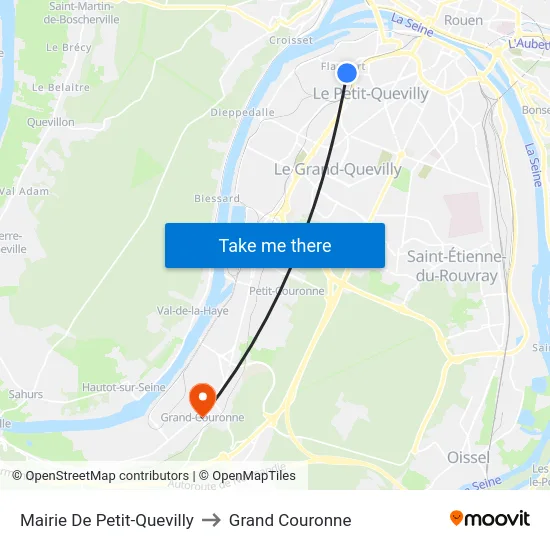 Mairie De Petit-Quevilly to Grand Couronne map