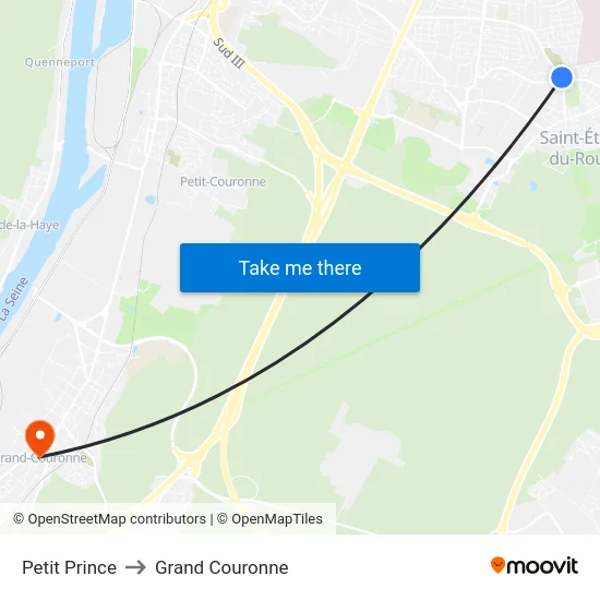 Petit Prince to Grand Couronne map